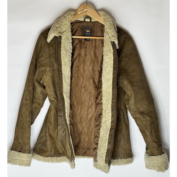 Vintage Y2K Route 66 Genuine Leather Jacket, Sherpa Lined, Size XL - Picture 5 of 10
